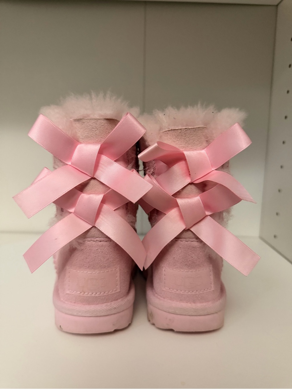 UGG Pink Satin Bow Back Kids Boots